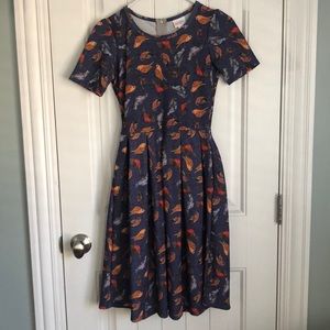 LuLaRoe Amelia dress- blue with birds